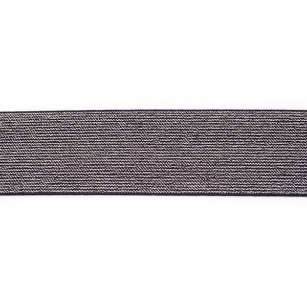 Glitter elastiek 50 mm zwart zilver