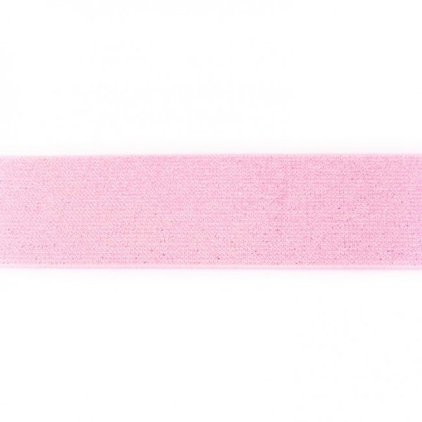 Glitter elastiek 50 mm roze  zilver
