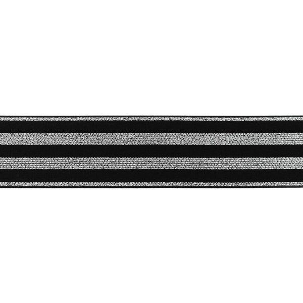 Elastiek Lurex Zilver 40 mm Zwart