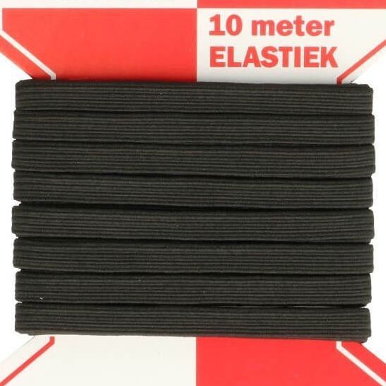 Kaart elastiek 6mm zwart