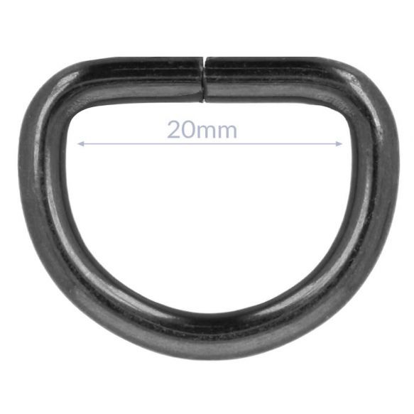 D-ringen 20 mm - zwart