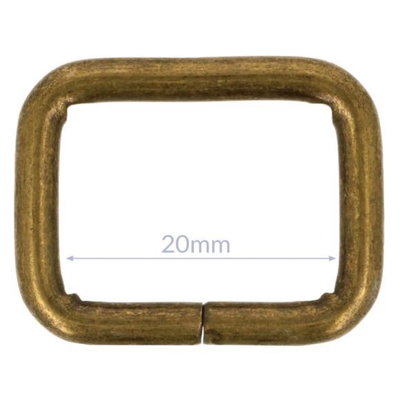 Vierkante ringen 20 mm - brons